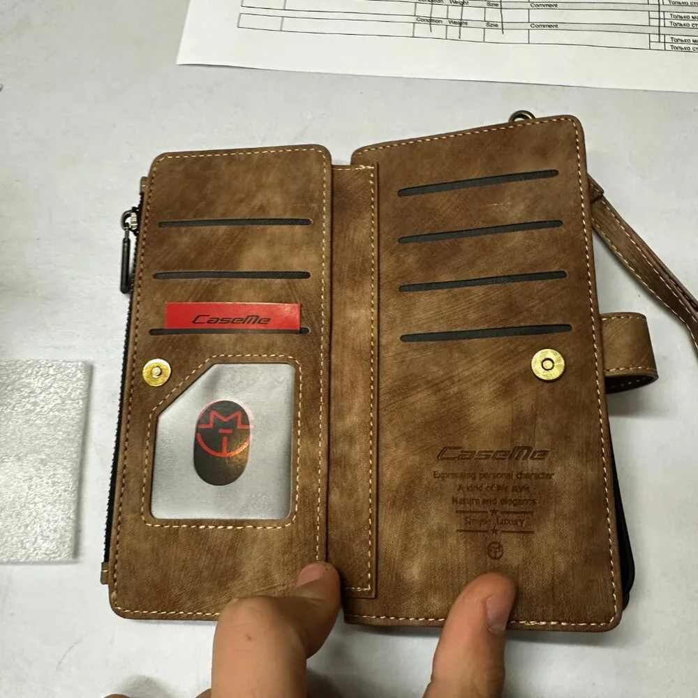 CaseMe C30‎ For iPhone 15 Pro Max Multifunctional PU Leather Phone Case